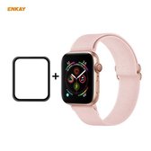 Voor Apple Watch Series 6/5/4 / SE 40 mm Hat-Prince ENKAY 2-in-1 verstelbare flexibele polyester polshorloge band + volledig scherm volledige lijm PMMA gebogen HD-schermbeschermer (lichtroze)