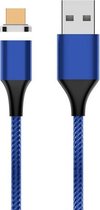 M11 3A USB naar micro-USB nylon gevlochten magnetische datakabel, kabellengte: 1m (blauw)