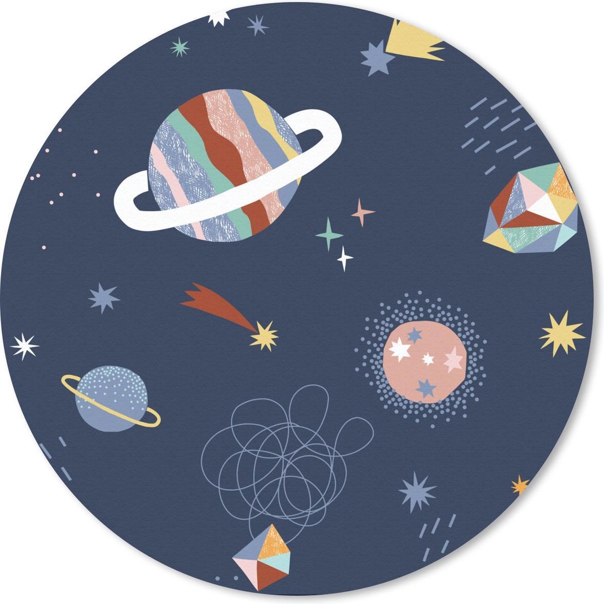 Muismat rond 30x30 cm - Mousepad Kinderen - Ruimte - Sterren - Ronde muismatten