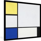 Fotolijst incl. Poster - Compositie met geel, blauw en zwart - Piet Mondriaan - 40x40 cm - Posterlijst