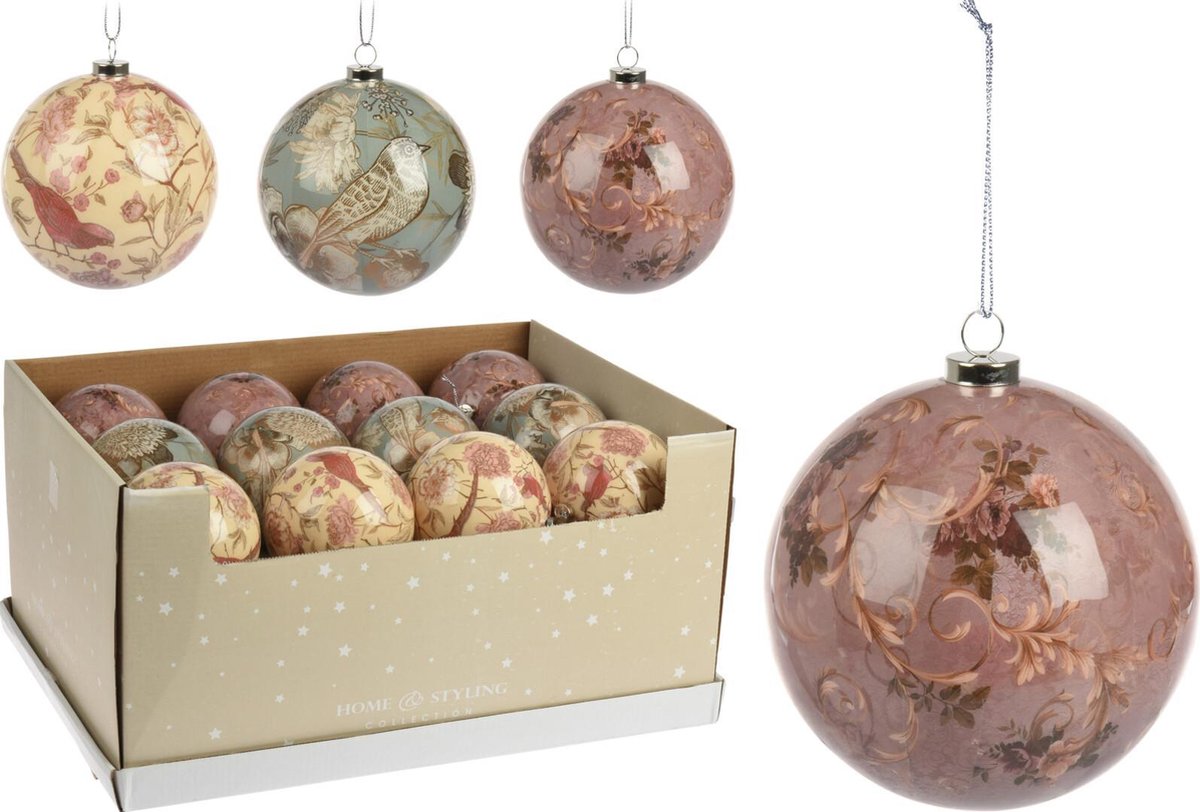 Home & Styling Kerstbal 10cm vogel 3 assorti (1 stuk) assorti