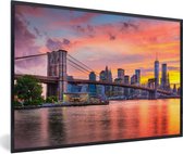 Cadre photo avec affiche - New York - Soleil - Pont de Brooklyn - 60x40 cm - Cadre pour affiche