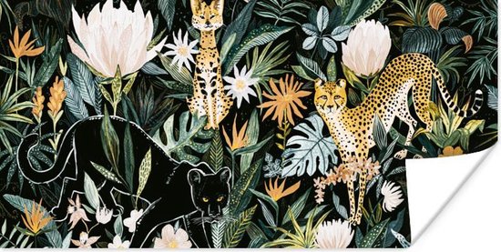 Poster Jungle - Planten - Kat - 80x40 cm