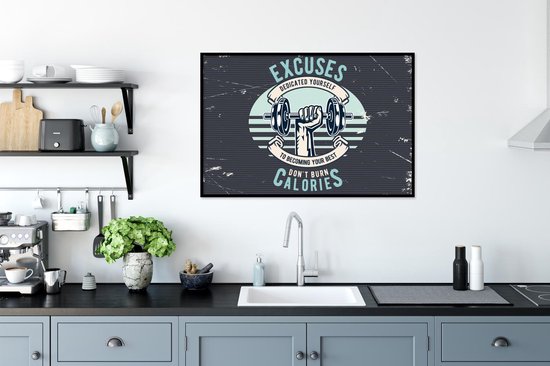 Cadre photo avec affiche - Poids - Sport - Rétro - 120x80 cm - Cadre pour affiche