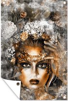 Muurdecoratie Vrouwen - Make up - Bloem - 120x180 cm - Tuinposter - Tuindoek - Buitenposter