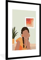 Fotolijst incl. Poster - Interieur - Vrouw - Jurk - 60x90 cm - Posterlijst
