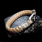 Paracord Armband met 925 Zilveren 3D Buddha Bedel (Spacer) van 12 gram Zilver, Stainless Steel (RVS) slot verstelbaar in 3 maten .