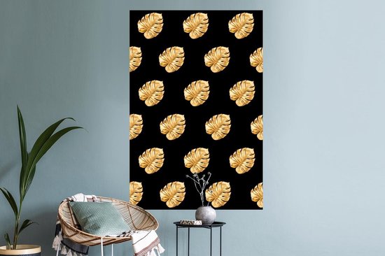 Stickers muraux - Feuille autocollante - Or - Monstera - Motif - 80x120 cm - Feuille adhésive - Stickers muraux chambre enfant - Papier peint autocollant - Papier peint autocollant - Feuille autocollante