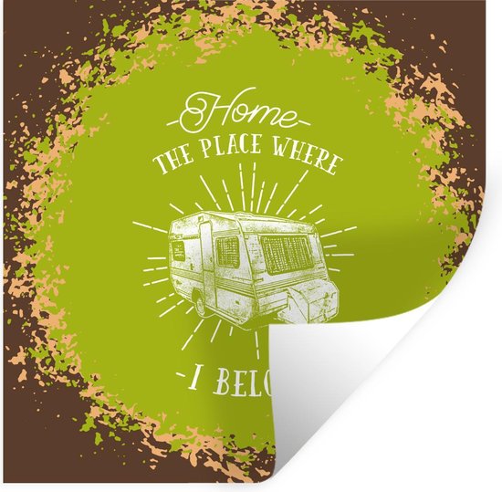 Stickers muraux - Vintage - Caravane - Vert - 30x30 cm - Feuille adhésive