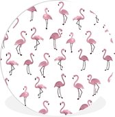 WallCircle - Cercle mural - Cercle mural d'intérieur - Flamingo rose - Rose - Motifs - Illustration - 140x140 cm - Décoration murale - Peintures ronds