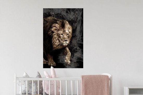 Stickers Stickers muraux - Abstrait - Lion - Zwart - 60x90 cm - Feuille adhésive