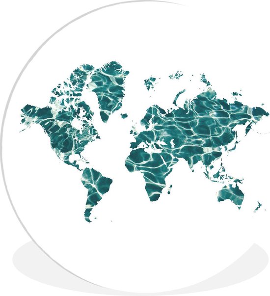 Wall Circle - Wall Circle Indoor - Wereldkaart - Mer - Wit - ⌀ 60 cm - Décoration murale - Peintures Ronds