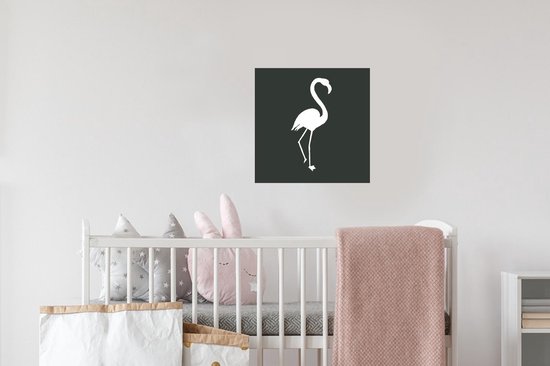 Muurstickers - Sticker Folie - Flamingo - Silhouette - Wit - 30x30 cm - Plakfolie - Muurstickers Kinderkamer - Zelfklevend Behang - Zelfklevend behangpapier - Stickerfolie