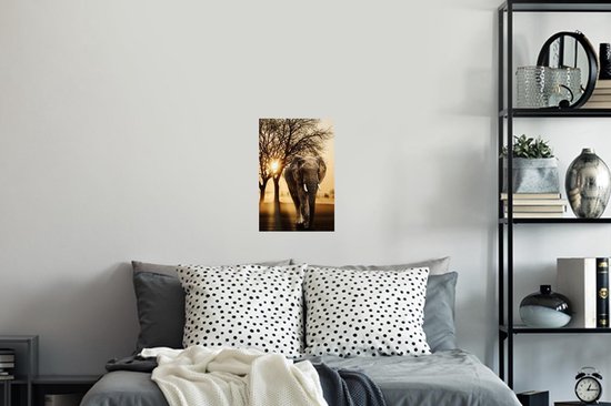 Stickers Stickers muraux - Éléphant - Arbre - Soleil - 20x30 cm - Feuille adhésive