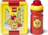 Bouteille à boire / bouteille d'eau et corbeille à pain LEGO - Iconic Girl - Rouge / Jaune - Ensemble déjeuner - Plastique