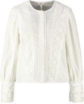 Object kortere witte blouse met broderie - valt kleiner - Maat 38