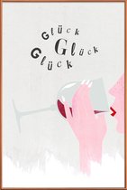 JUNIQE - Poster met kunststof lijst Glück Glück Glück -40x60 /Ivoor &