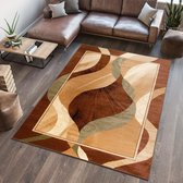 Tapiso Dorian Vloerkleed Bruin Beige Golven Slaapkamer Woonkamer Tapijt Maat- 200x290