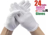 24 Stuks 100% katoenen Handschoen Maat XL 24PCS White Gloves 12 Pairs Soft Cotton Gloves Coin Jewelry Silver Inspection Gloves Stretchable Lining Glove - Handschoenen Cotton Maat XL
