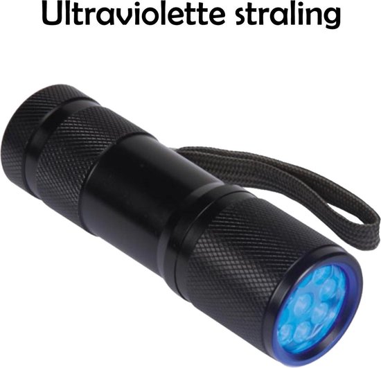 UV Zaklamp Urine Detector Ultraviolet Lampje UV Lamp Led Blacklight Aluminium - Zwart - LUQ
