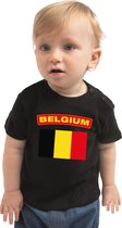 Belgium baby shirt met vlag zwart jongens en meisjes - Kraamcadeau - Babykleding - Belgie landen t-shirt 68 (3-6 maanden)