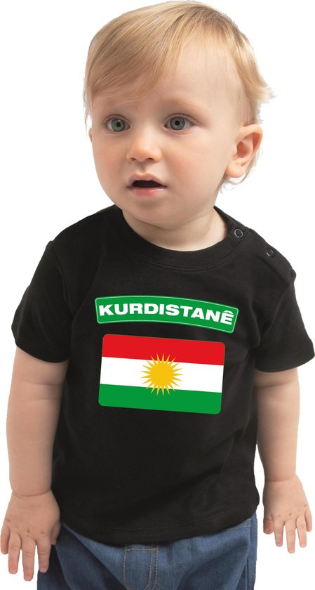 Kurdistane baby shirt met vlag zwart jongens en meisjes - Kraamcadeau - Babykleding - Koerdistan landen t-shirt 62
