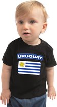 Uruguay baby shirt met vlag zwart jongens en meisjes - Kraamcadeau - Babykleding - Uruguay landen t-shirt 68 (3-6 maanden)