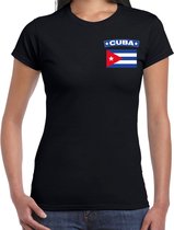 Cuba t-shirt met vlag zwart op borst voor dames - Cuba landen shirt - supporter kleding L