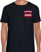 Latvia t-shirt met vlag zwart op borst voor heren - Letland landen shirt - supporter kleding L