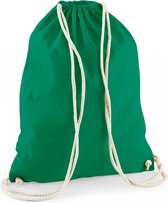 Sporten/zwemmen/festival gymtas groen met rijgkoord 46 x 37 cm van 100% katoen - Kinder sporttasjes