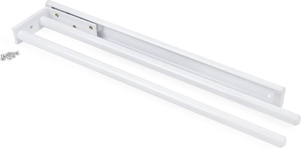 Emuca Handdoekenrek verlengbaar, 2 armen, 440 mm, Aluminium, Wit
