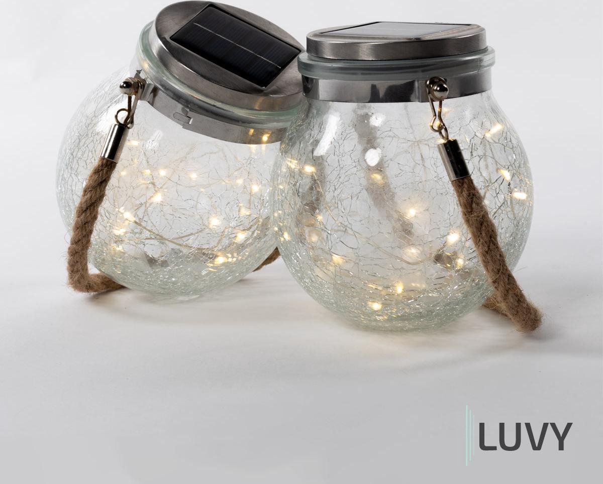 Luvy Solar Garden Light avec 20 guirlandes lumineuses - Lanterne de Garden  - Eclairage