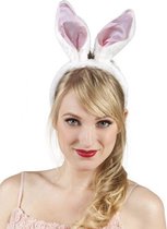 tiara Konijnenoren pluche dames wit one size