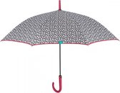 paraplu Time dames 102 cm microfiber zwart/wit/rood