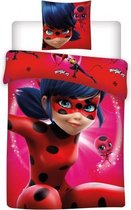 Ladybug dekbedovertrek rood/roze 140 x 200 cm