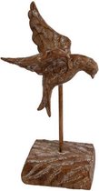 sculptuur Vogel in vlucht 21 cm polysteen bruin