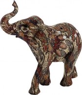 beeld Indische olifant 23 x 9 x 23 cm keramiek bruin