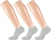 sneakersokken Basic bamboe grijs 3-pack maat 43-46