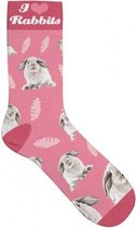 sokken Konijn polyester roze maat 37-42