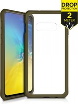 Itskins Hybrid Solid Voor Samsung Galaxy S10e - Level 2 bescherming - Transparant/Kaki