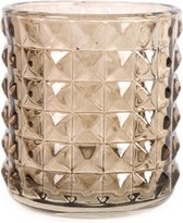theelichthouder Leoni 8 x 9 cm glas bruin