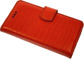 Made-NL vijf pasjes  (Samsung Galaxy A52 (4G)) book case rood slang print glad leer schijfmagneet