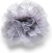 tulle decoratiebloem 20 cm grijs