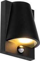 QAZQA femke - Industriele Wandlamp met Bewegingsmelder | Bewegingssensor | sensor voor buiten - 1 lichts - D 9.4 cm - Zwart - Industrieel - Buitenverlichting
