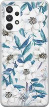 Samsung A32 4G transparant hoesje - Bloemen / Floral blauw | Samsung A32 4G case | blauw | Casimoda
