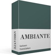 Ambiante Cotton Uni - Hoeslaken - Eenpersoons - 80x200 cm - Dark Green