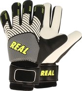 Real Fusion Keepershandschoenen Kinderen - Zwart / Wit / Fluogeel | Maat: 7,5