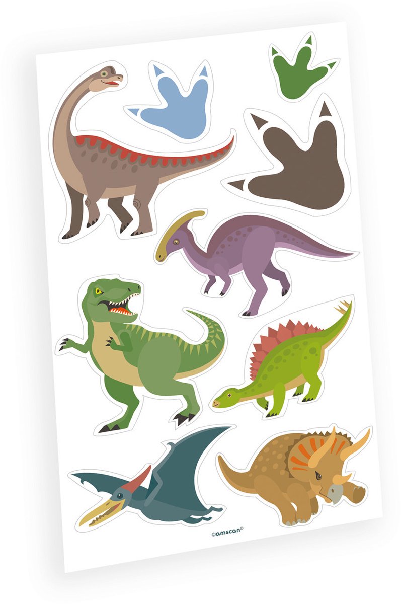 Amscan Plaktattoos Dinosaurus Jongens 9 Stuks