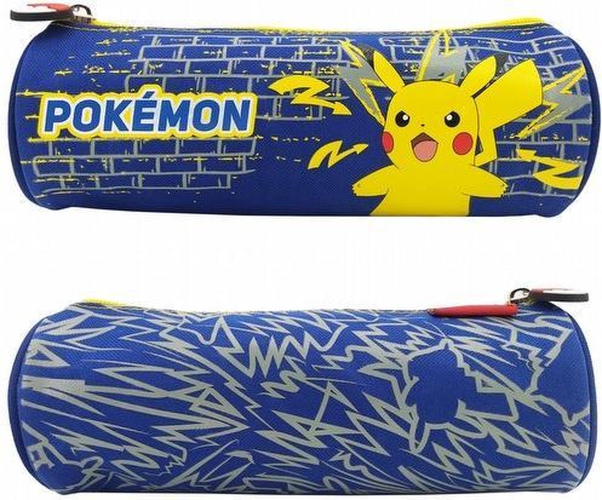 Trousse ronde bleue et jaune Pokemon