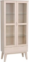 Rowico Filippa Vitrinekast - B82 X D40 X H185 Cm - 2 Glazen Deuren - Whitewash Eikenfineer